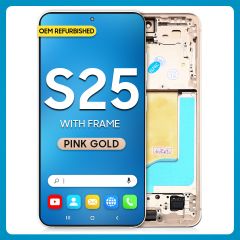 Samsung S25 LCD with Touch + Frame Pink Gold Refurbished