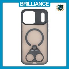 Brilliance LUX iPhone 17 Pro Max Anti-shock Magnetic Matte Clear TPU + Acrylic Kickstand Phone Case Black