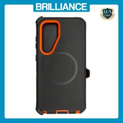 Brilliance HEAVY DUTY Samsung S25 (Pro Series) + Magnetic Case Black + Orange