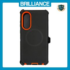 Brilliance HEAVY DUTY Samsung S25 FE (Pro Series) + Magnetic Case Black + Orange