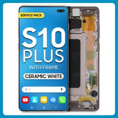 Samsung S10 Plus LCD with Touch + Frame Ceramic White SERVICE PACK