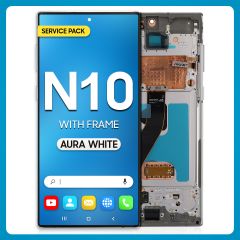 Samsung Note 10 LCD With Touch + Frame Aura White Service Pack