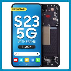 Samsung S23 5G LCD with Touch + Frame Phantom Black SERVICE PACK