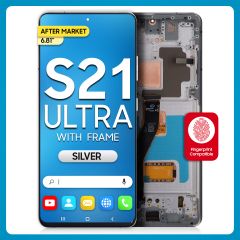 Samsung S21 Ultra 5G LCD with Touch + Frame After Market Phantom Silver  (BIG SIZE) 6.81'