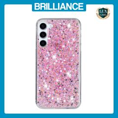 Brilliance LUX Samsung S23 Plus Big Hole TPU Star Glitter Crystal Clear Case Pink