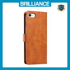 Brilliance LUX iPhone 6/7/8 Book Flip Soft PU Leather Wallet with Card Pockets Case Light Brown