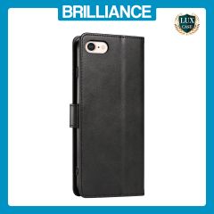 Brilliance LUX iPhone 6/7/8 Book Flip Soft PU Leather Wallet with Card Pockets Case Black