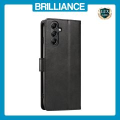 Brilliance LUX Samsung A34 5G Book Flip Soft PU Leather Wallet with Card Pockets Case Black