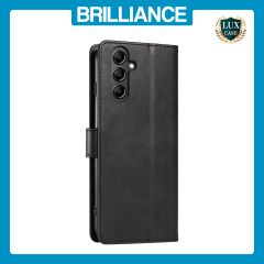 Brilliance LUX Samsung A25 5G Book Flip Soft PU Leather Wallet with Card Pockets Case Black