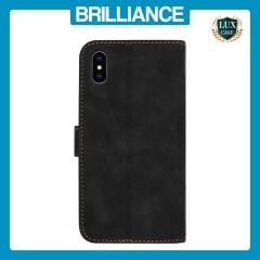 Brilliance LUX iPhone XS Max Flip Premium PU Leather Wallet Business Style with Card Pockets Case Black