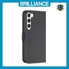 Brilliance LUX Samsung S23 Plus Flip Book PU Leather Wallet  Holder & Stand with Card Pockets Case Black