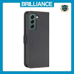 Brilliance LUX Samsung S21 FE/S21 LITE Flip Book PU Leather Wallet  Holder & Stand with Card Pockets Case Black