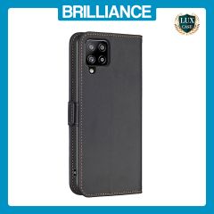 Brilliance LUX Samsung A42 5G Flip Book PU Leather Wallet  Holder & Stand with Card Pockets Case Black