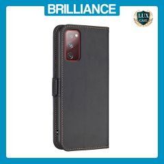 Brilliance LUX Samsung S20 Flip Book PU Leather Wallet  Holder & Stand with Card Pockets Case Black