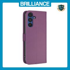 Brilliance LUX Samsung A15 Flip Book PU Leather Wallet  Holder & Stand with Card Pockets Case Purple