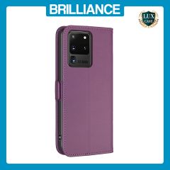 Brilliance LUX Samsung S20 Ultra Flip Book PU Leather Wallet  Holder & Stand with Card Pockets Case Purple