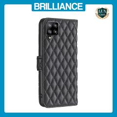 Brilliance LUX Samsung A42 5G Flip Book PU real Leather Wallet Holder & Kickstand with Card Pockets Case Black