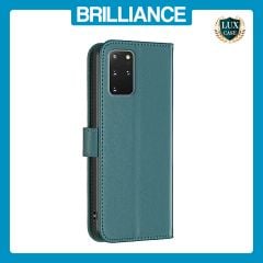 Brilliance LUX Samsung S20 Plus Flip Book PU Genuine Leather Detachable Strong Magnetic Wallet with Card Pockets Case Green