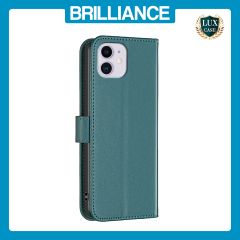 Brilliance LUX iPhone 11 Flip Book PU Genuine Leather Detachable Strong Magnetic Wallet with Card Pockets Case Green