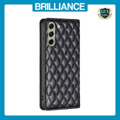 Brilliance LUX Samsung S21 FE/S21 LITE Flip PU Leather Holder Slots Magnetic Wallet with Card Pockets Case Black