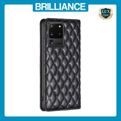 Brilliance LUX Samsung S20 Ultra Flip PU Leather Holder Slots Magnetic Wallet with Card Pockets Case Black