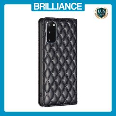 Brilliance LUX Samsung S20 Flip PU Leather Holder Slots Magnetic Wallet with Card Pockets Case Black