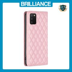 Brilliance LUX Samsung A03S/A02S Flip PU Leather Holder Slots Magnetic Wallet with Card Pockets Case Pink