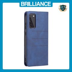 Brilliance LUX Samsung S20FE2022/S20FE/S20LITE Flip PU Leather Stitching Colors Dark Magnetic Wallet with Card Pockets Case Blue
