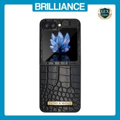 Brilliance LUX Samsung Flip5 TPU PC Crocodile Leather with folding Case Black