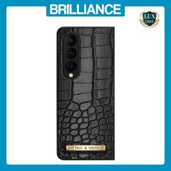 Brilliance LUX Samsung Fold4 Flip TPU PC Business Crocodile Leather Case Black