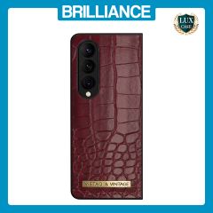 Brilliance LUX Samsung Fold4 Flip PC Business Crocodile Leather Case Burgundy