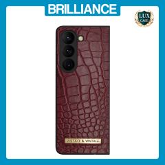 Brilliance LUX Samsung Fold5 Flip PC Business Crocodile Leather Case Burgundy