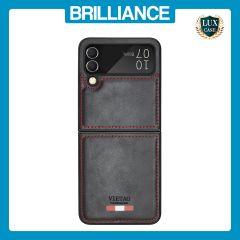 Brilliance LUX Samsung Flip4 TPU PC Leather Scratch Proof Hybrid with folding Case Black