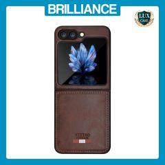 Brilliance LUX Samsung Flip5 TPU PC Leather Scratch Proof Hybrid with folding Case Brown