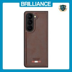 Brilliance LUX Samsung Fold5 TPU PC Leather Scratch Proof Hybrid Case Brown
