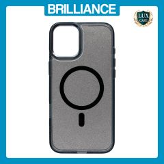 Brilliance LUX iPhone 16 Plus Bling Shiny Magnetic TPU+PC Clear Case With Lens Bracket Camera Stand Glitter Black