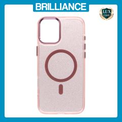 Brilliance LUX iPhone 16 Bling Shiny Magnetic TPU+PC Clear Case With Lens Bracket Camera Stand Glitter Pink