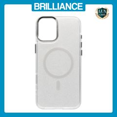 Brilliance LUX iPhone 16 Bling Shiny Magnetic TPU+PC Clear Case With Lens Bracket Camera Stand Glitter White