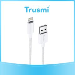 TRUSMI 2.4A USB To iPhone Braided Charging Cable White 1M