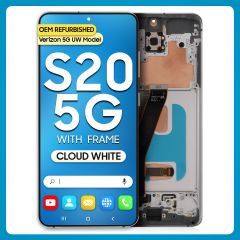 Samsung S20 5G LCD with Touch + Frame Cloud White  (Compatible w/ Verizon 5G UW Model) (Refurbished)