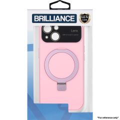 Brilliance LUX for Samsung S24 Large glass window + Lotus Leaf Bracket Solid Color Case Pink
