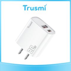 TRUSMI 20W Dual USB & Type-C White Fast Charger