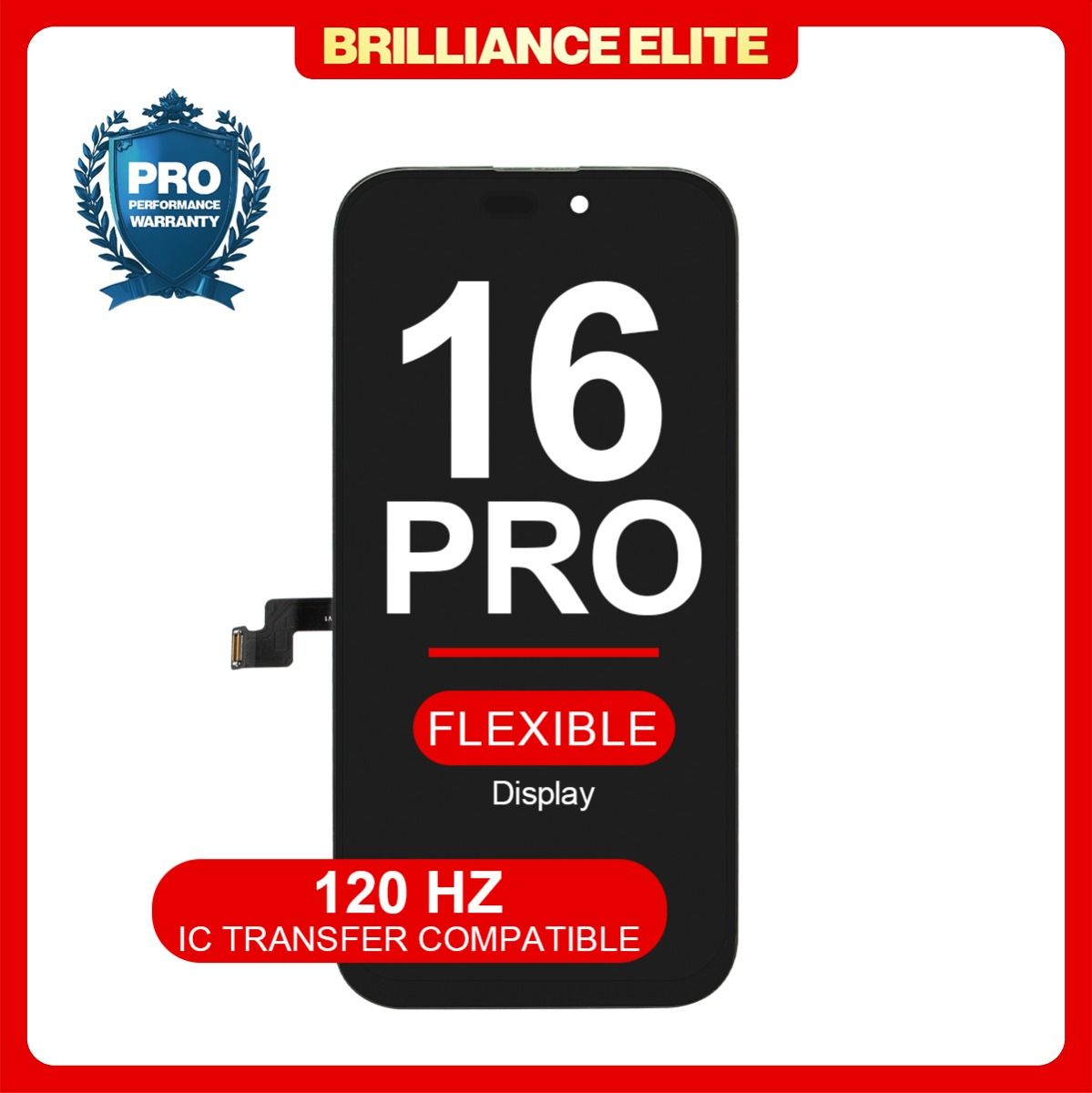 Brilliance Elite iPhone 16 Pro LCD With Touch Black Soft Oled Display (120 HZ)
